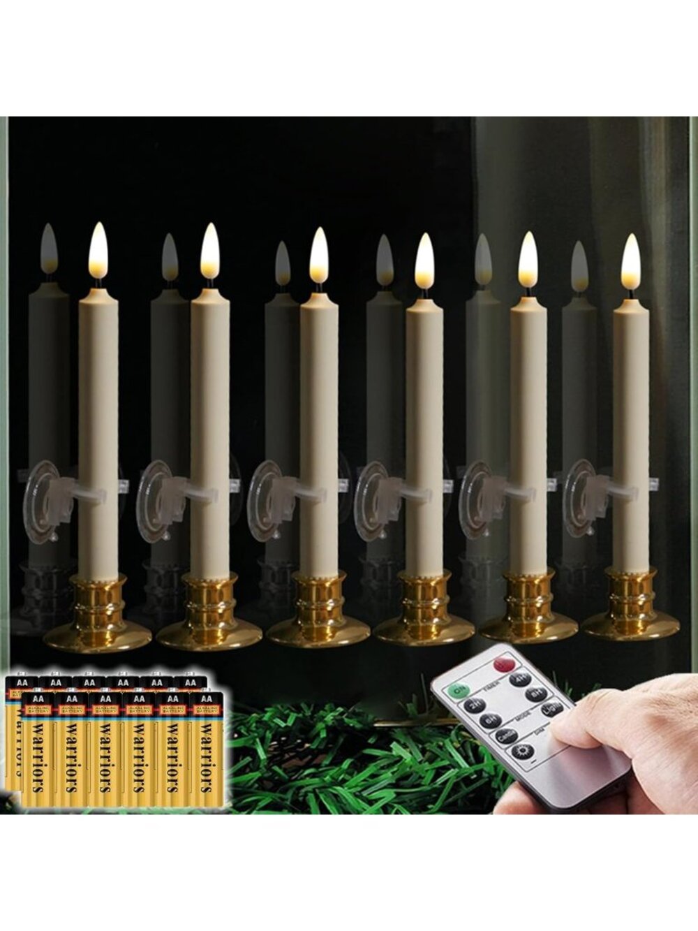 New 6PACK Flameless 8'' Window Candles +12 AA Batteries(Include)
